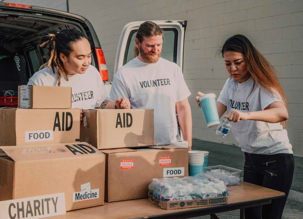 Volunteers assisting in disaster recovery